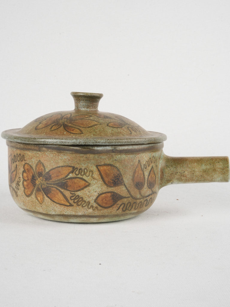 Earth-toned tureen with handle  