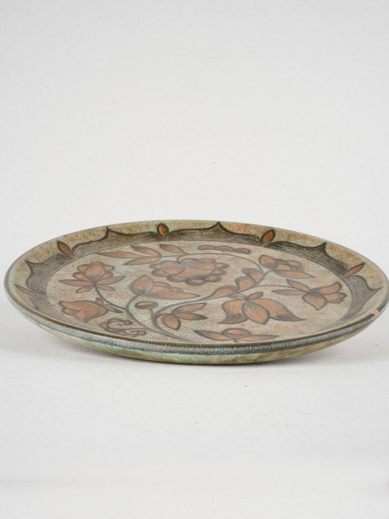 Rustic floral ceramic platter