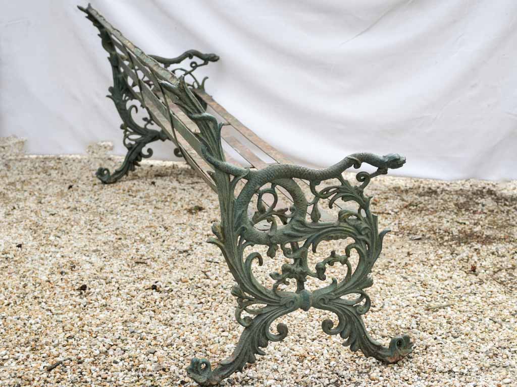 Artful aged patina bench  