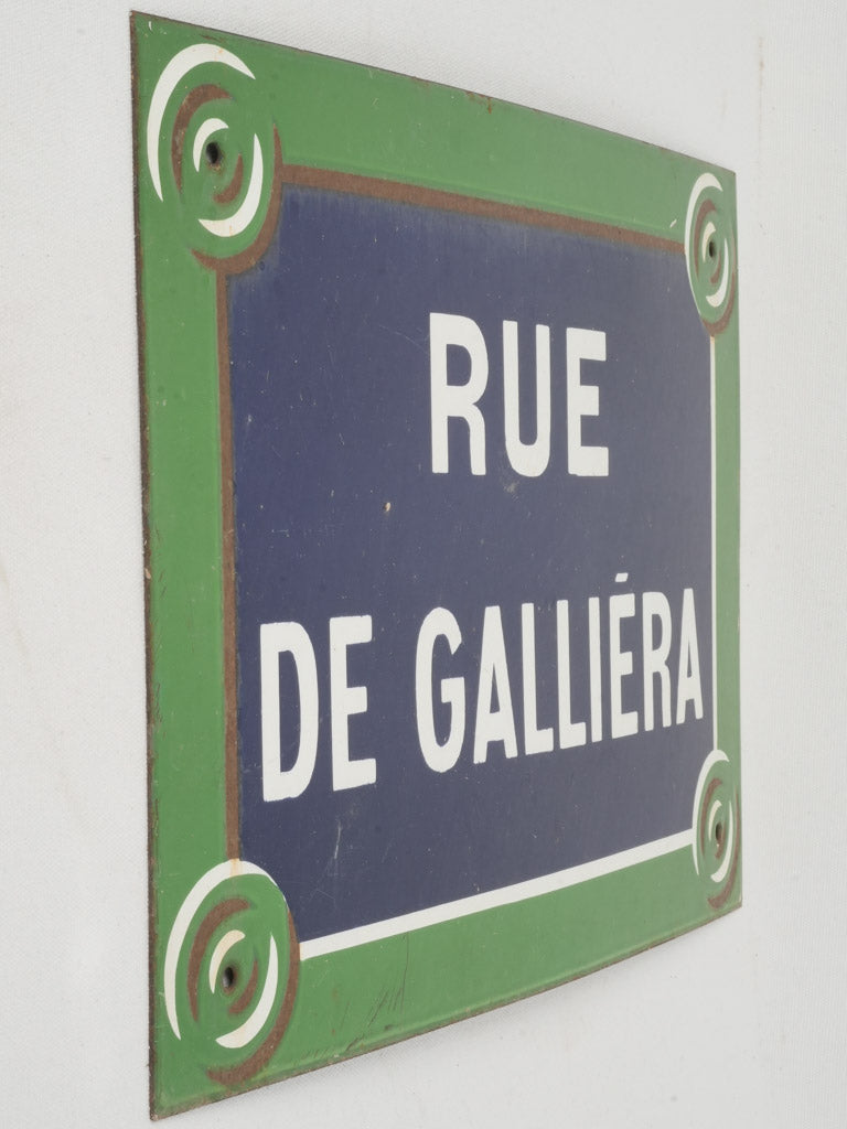 Historic Blue Green Parisian Street Sign