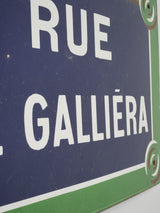 Elegant Enamel Iron Rue de Galliera Sign