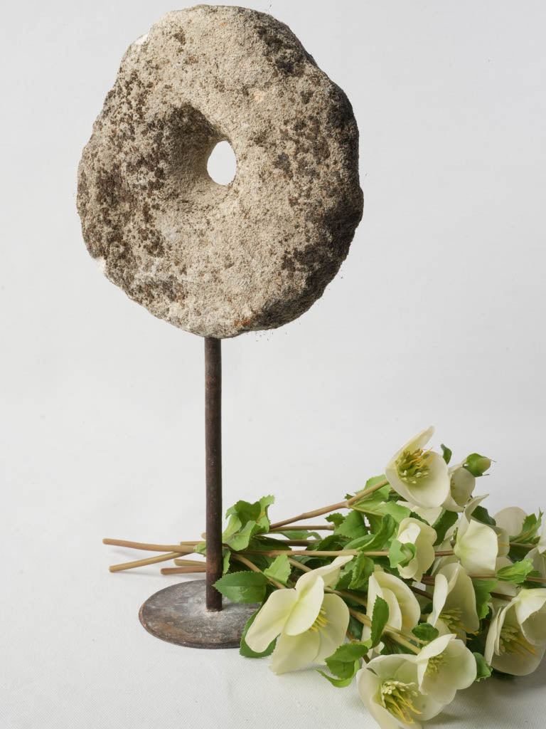 Weathered patina grinding stone wheel