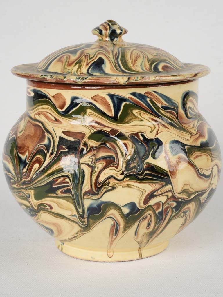 Unique swirl pattern soup tureen.