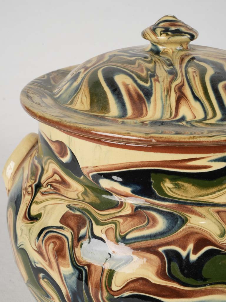 Harmonious marbling glaze soupière.