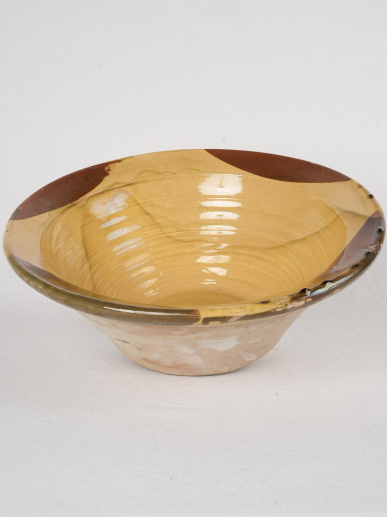 Vintage ocher-glazed pottery bowl