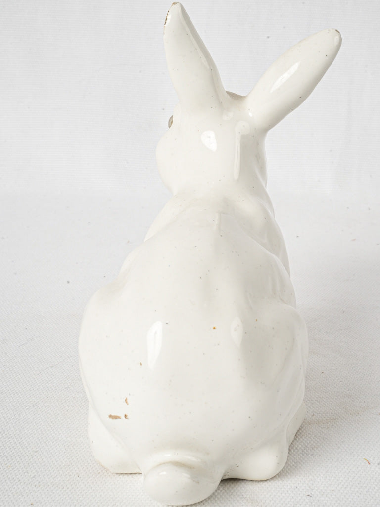 Adorable blue-eyed glazed clay bunny