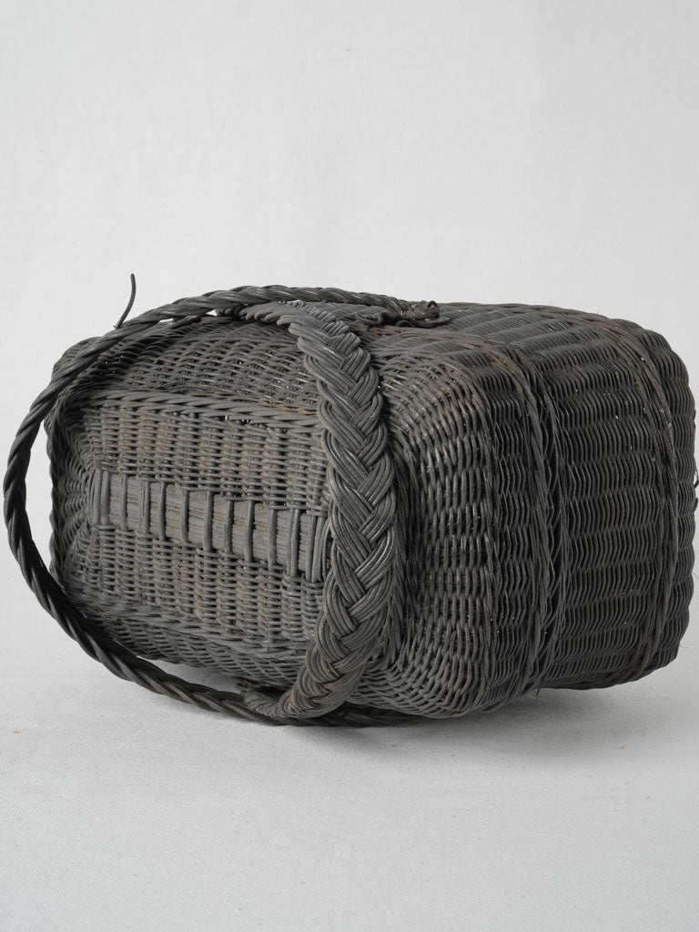 Graceful 19th-century black wicker basket