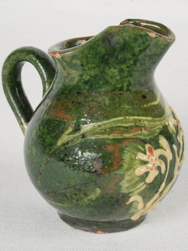 Antique creamer from Savoy w/ jaspe glaze & floral décor 4"