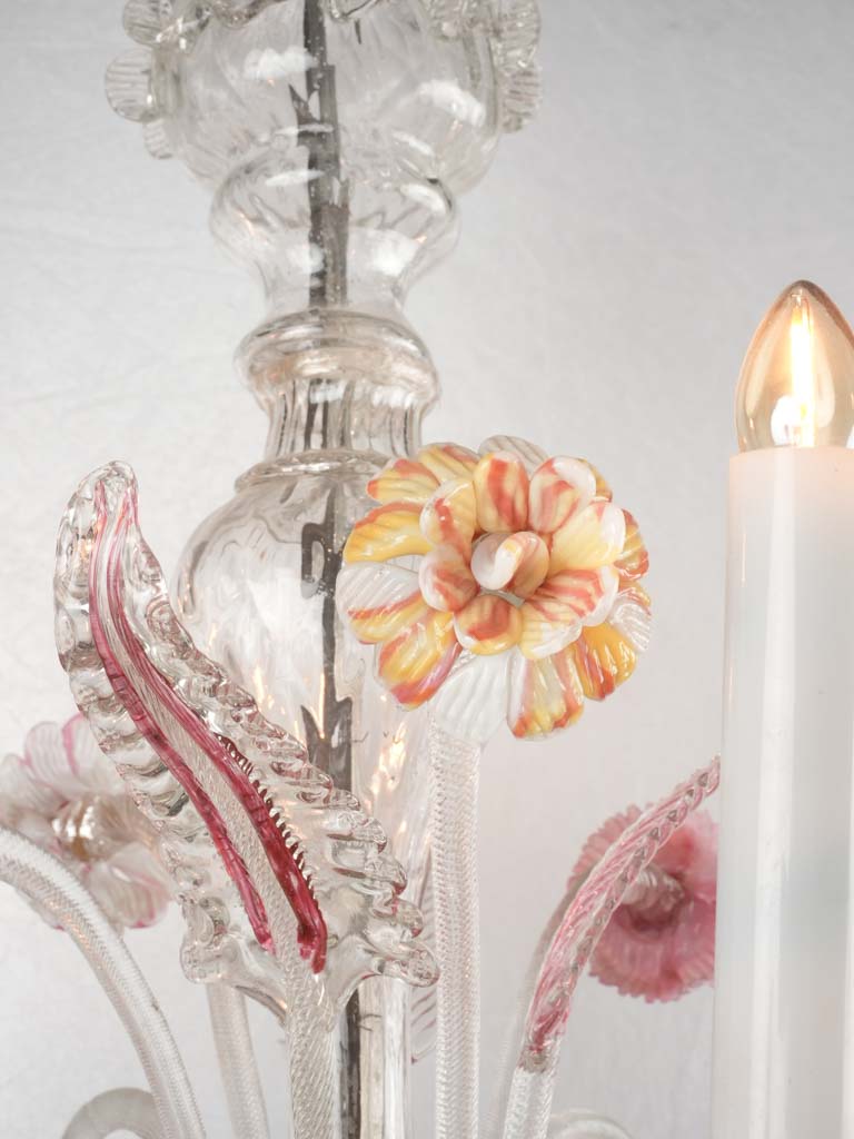 18th century Murano glass chandelier - pink & blue 30¾"