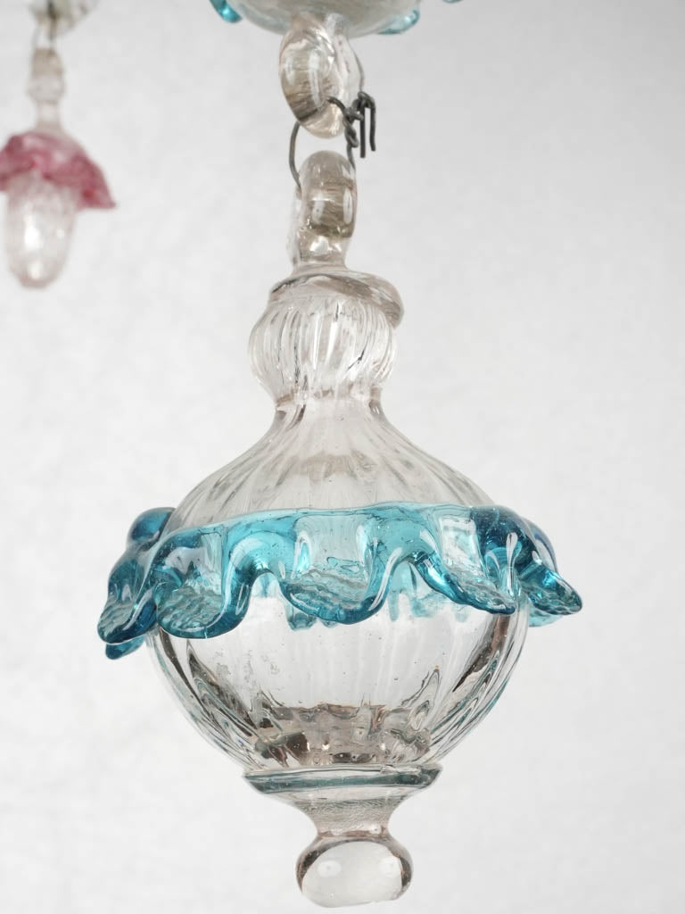 18th century Murano glass chandelier - pink & blue 30¾"