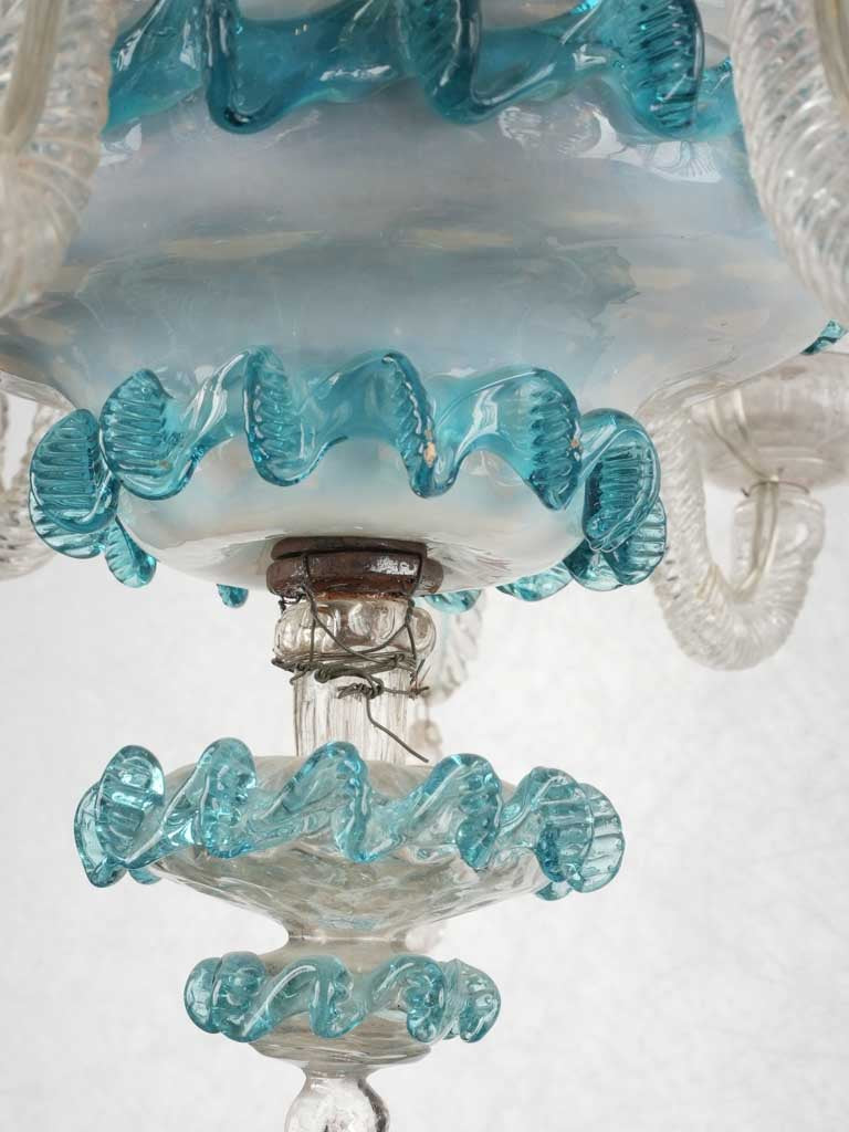 18th century Murano glass chandelier - pink & blue 30¾"