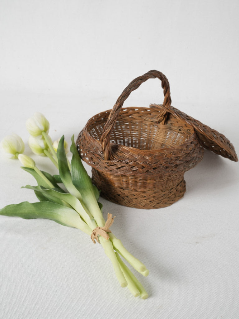 Vintage, Lidded Wicker Container