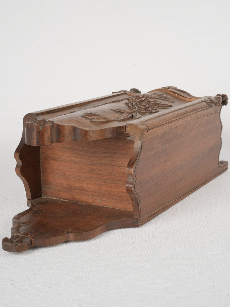 Scrolled pediment walnut flour box  