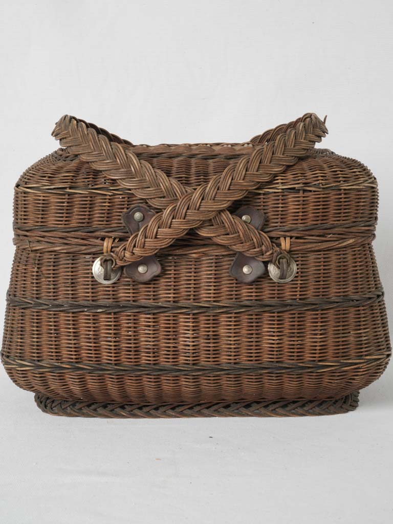 Worn, French country wicker basket