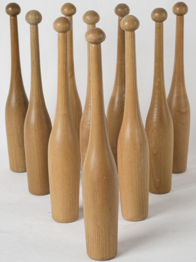 Vintage Scandinavian ash wooden juggling clubs
