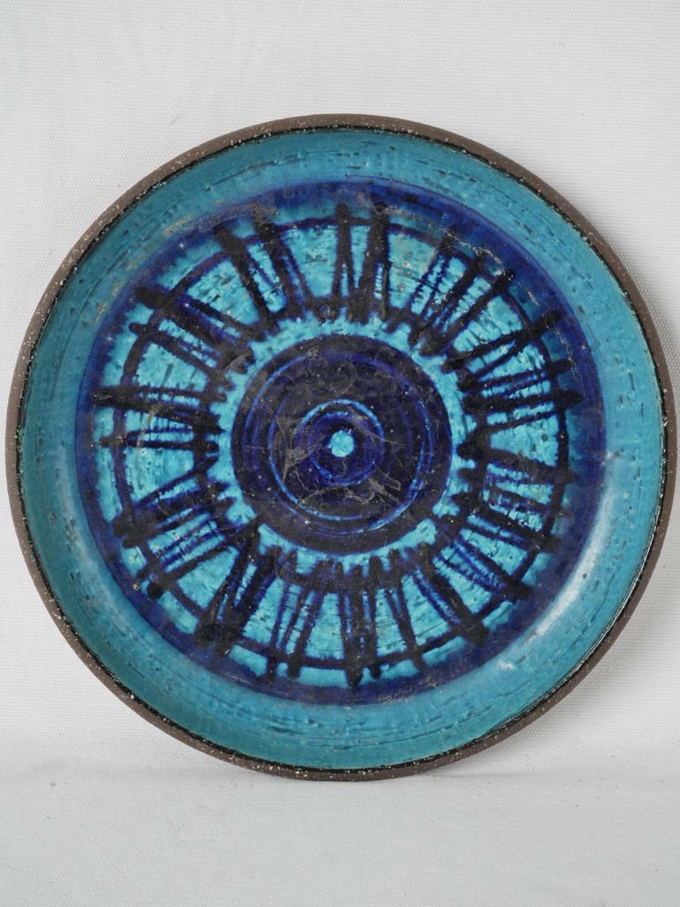 Vintage blue ceramic plate by Inger Persson.