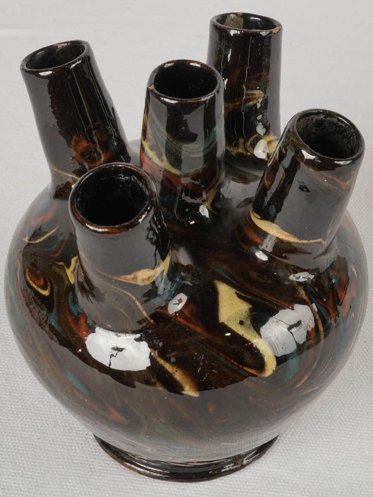 Jasper-inspired glazed floral container