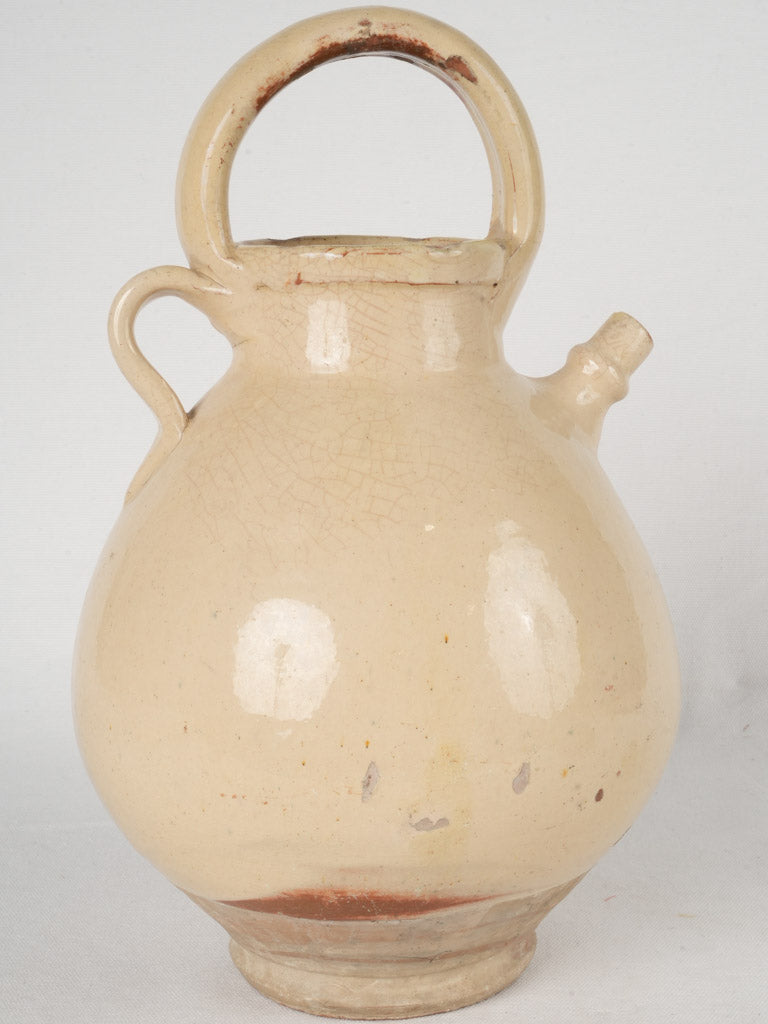 Rustic beige glazed antique ewer  