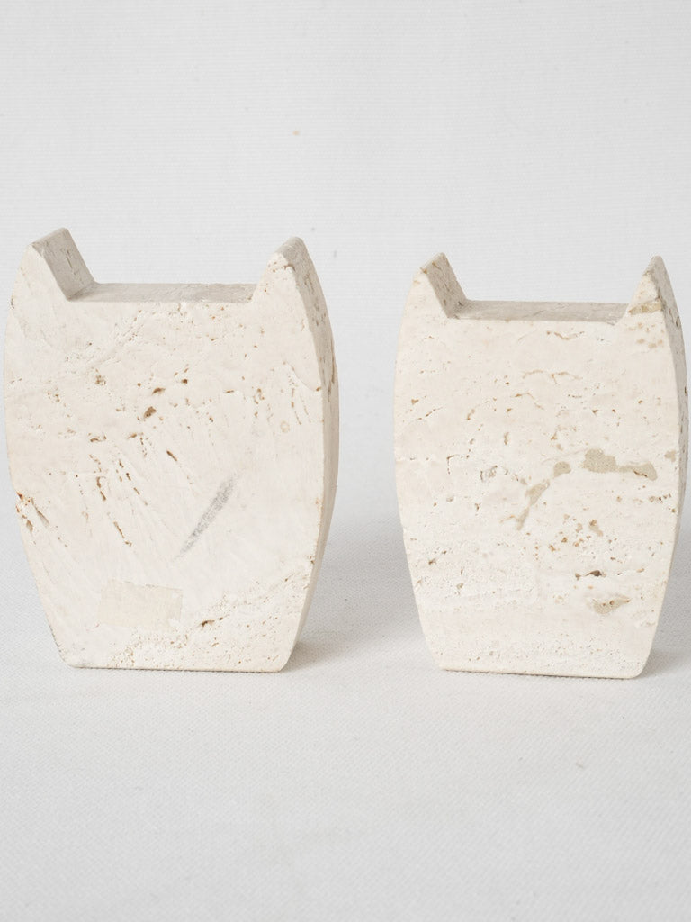 Minimalist 1960s travertine owl artworks