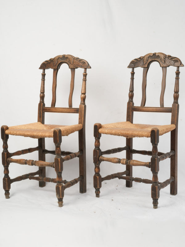 Rustic rush seat French chairs