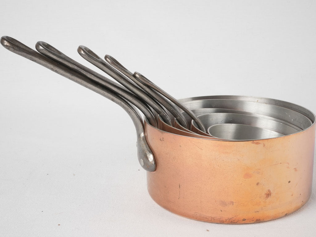 Elegant copper finish culinary saucepans