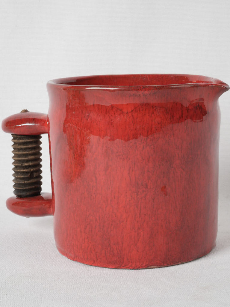 Vintage red glazed French ceramic pitcher