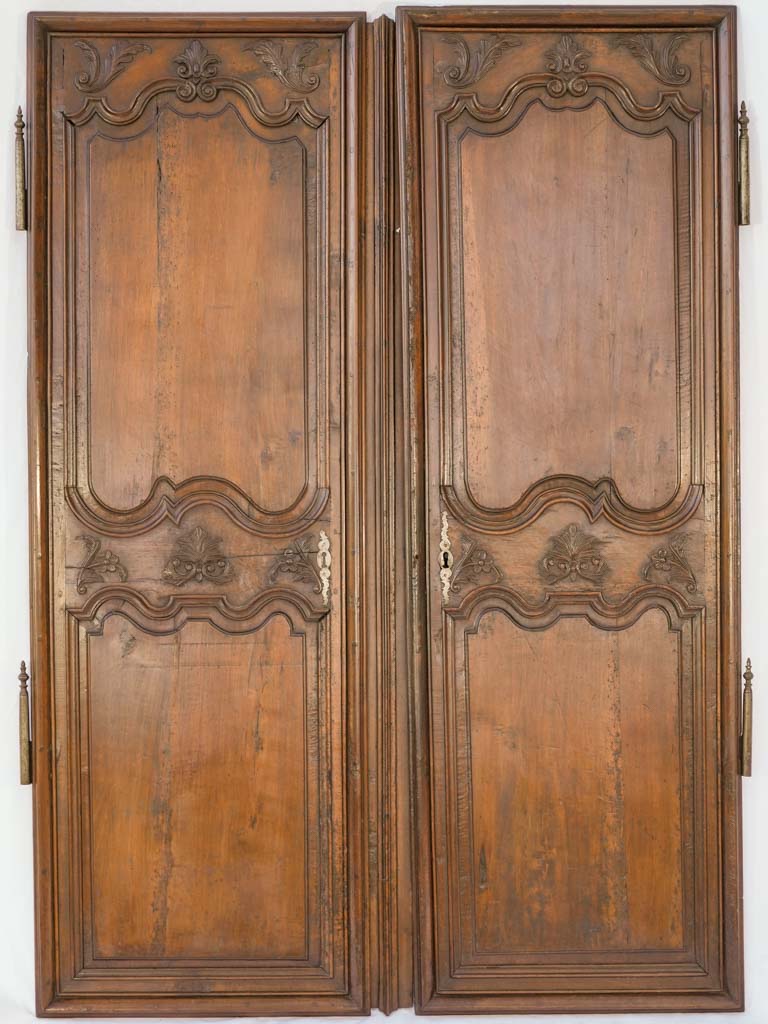 Antique carved Provencal walnut doors