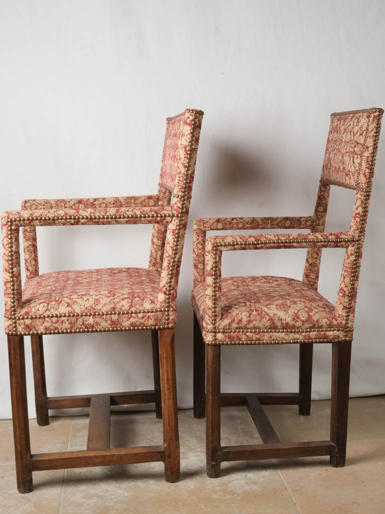 Celebrated, Textured Red Fabric Armchairs