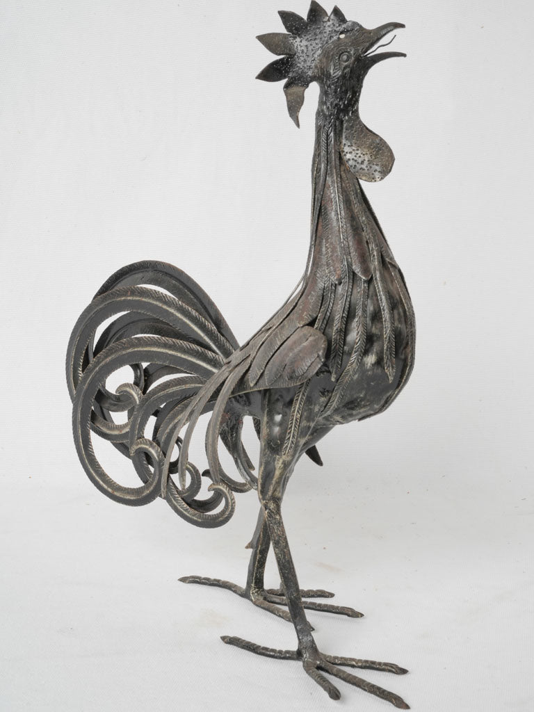 Vintage metal rooster sculpture