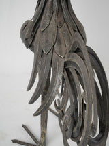 Strutting metallic rooster statue