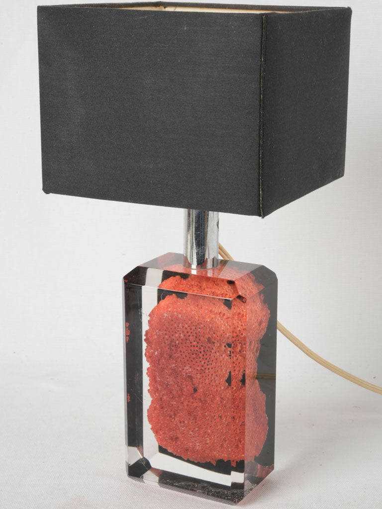 Vintage red coral resin table lamp