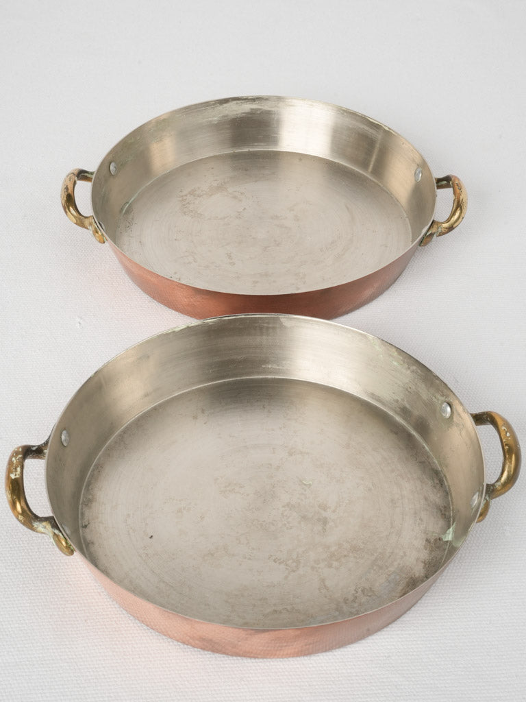 Decorative vintage copper pans pair  