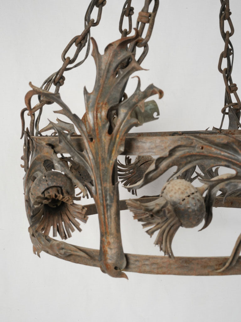 Timeless wrought iron thistle chandelier