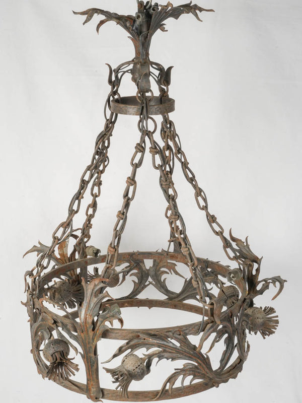 Vintage Scottish thistle iron chandelier