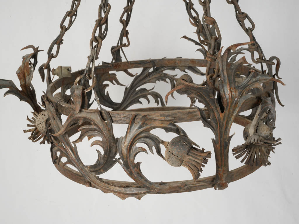 Eye-catching wrought iron thistle chandelier