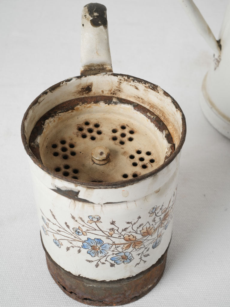 Weathered French enamel coffee pot