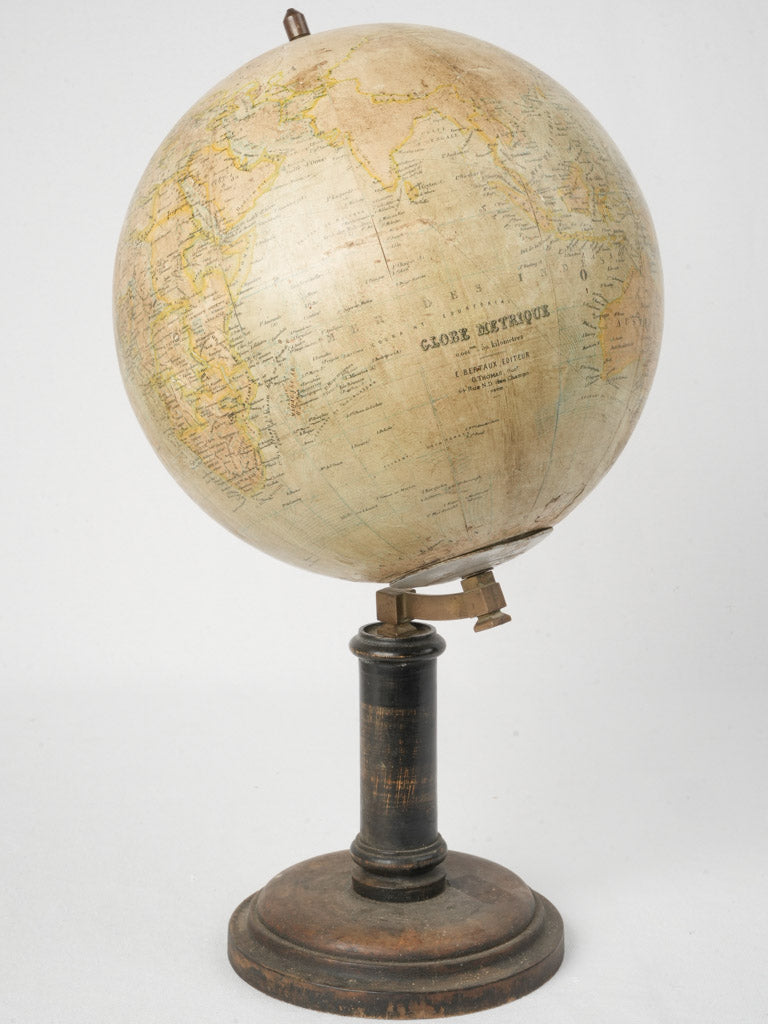 Napoleon III World Globe On Blackened Wood Stand - 18½"