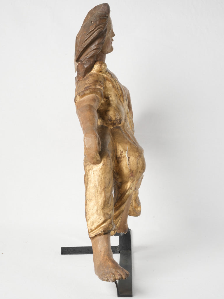 Elegant 17th-Century Giltwood Woman Figure