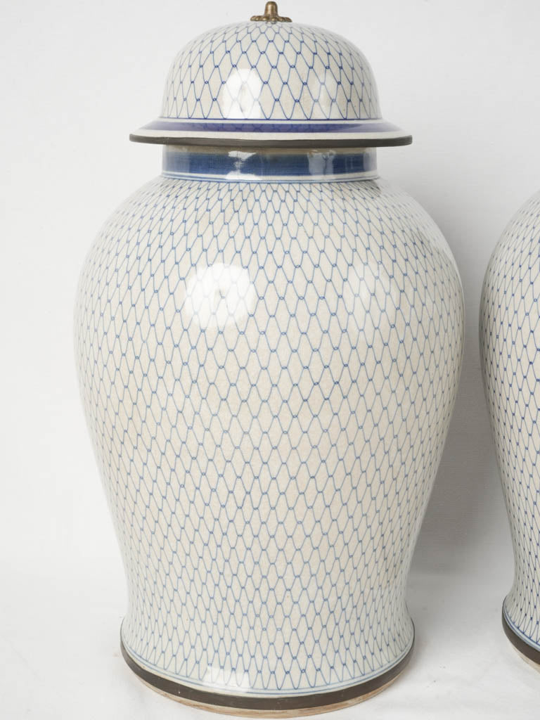 Beautiful vintage blue netted vases