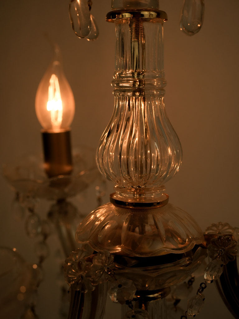 Faceted glass stem table lamp  