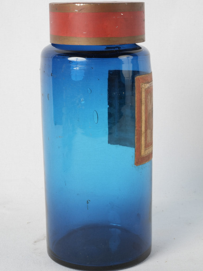 Retro blue glass medicinal jar