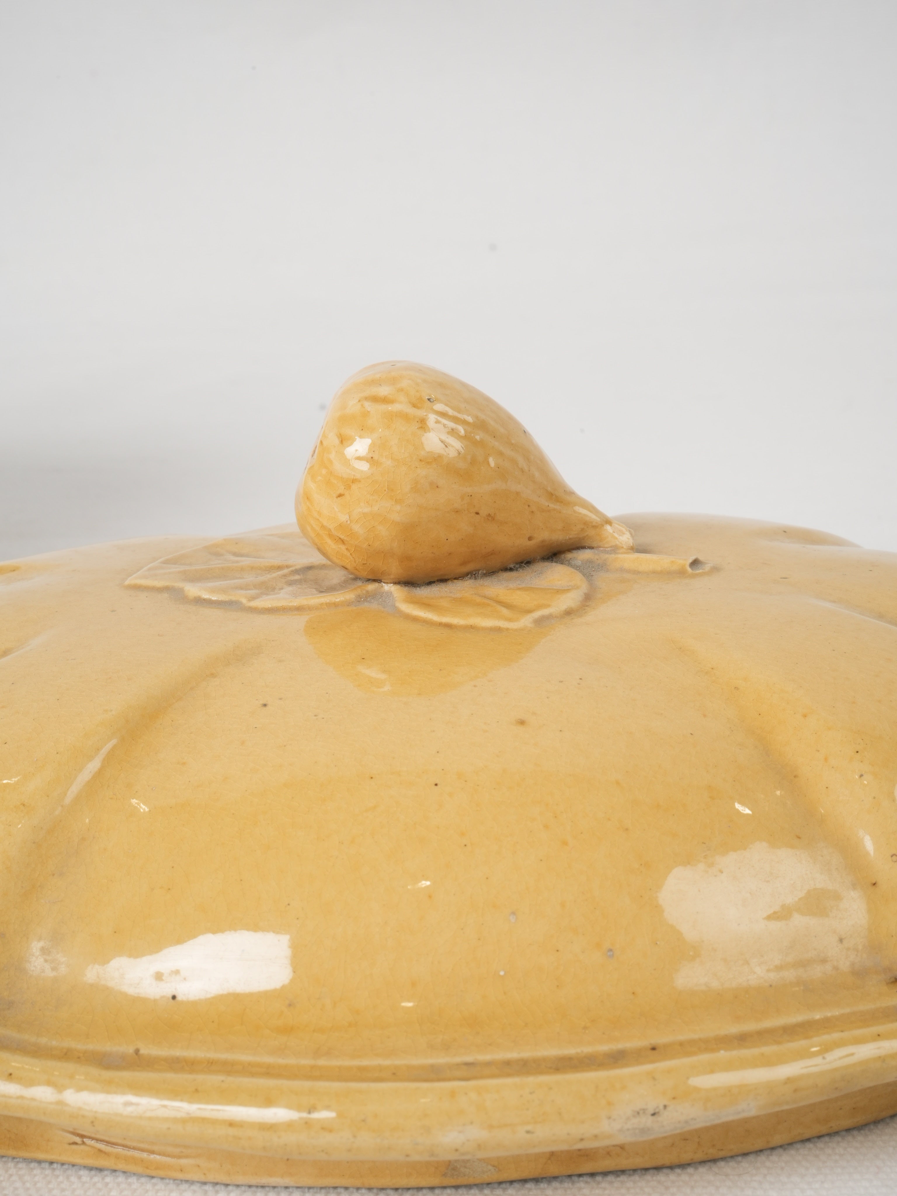 Elegant 19th-century yellow ocher glazed tureen