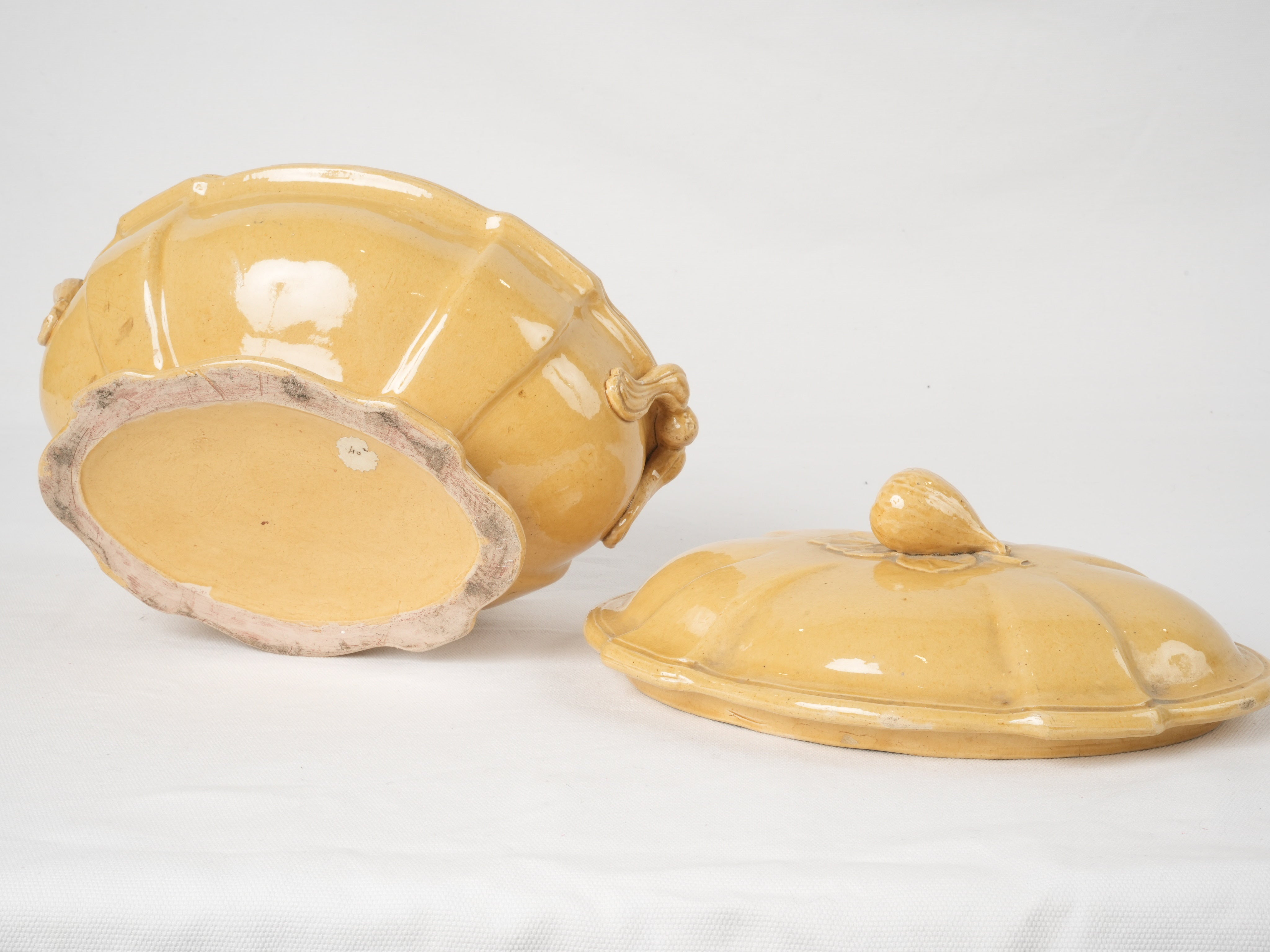 Stylish Provencal yellow ocher glazed tureen