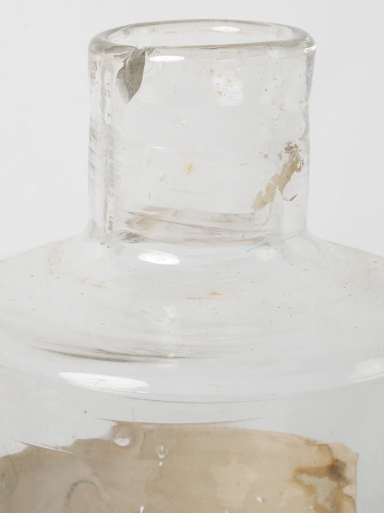 French labeled 19th-century glass apothecary jar