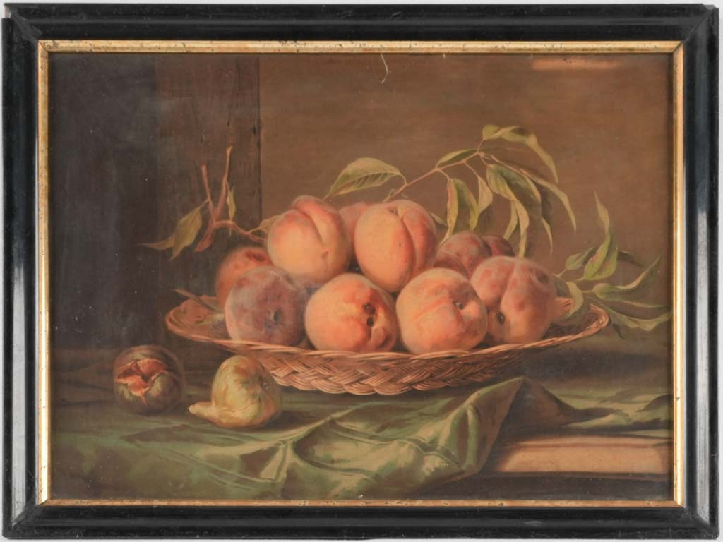 Aged chromolithograph, peaches and figs motif