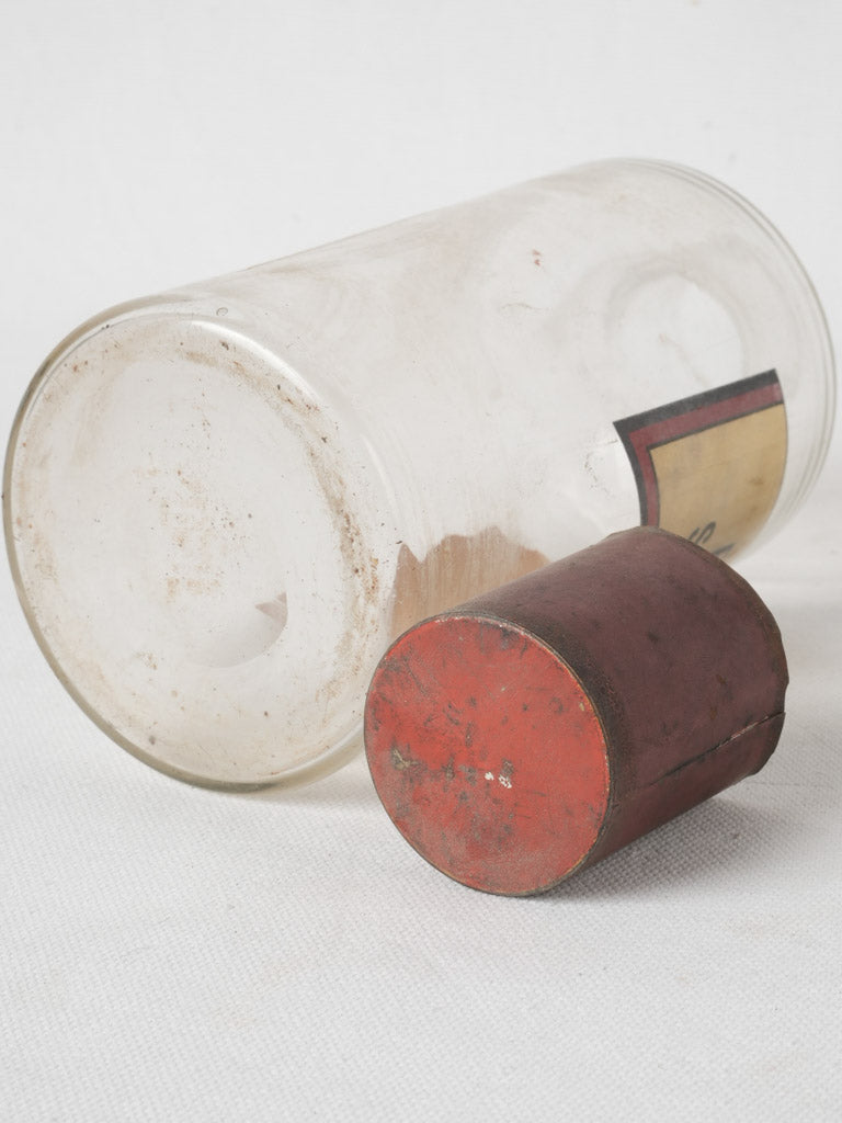 19th-century clear glass apothecary container