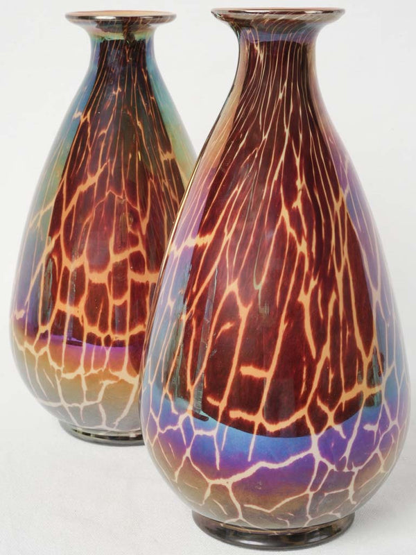 Vintage iridescent glass vases