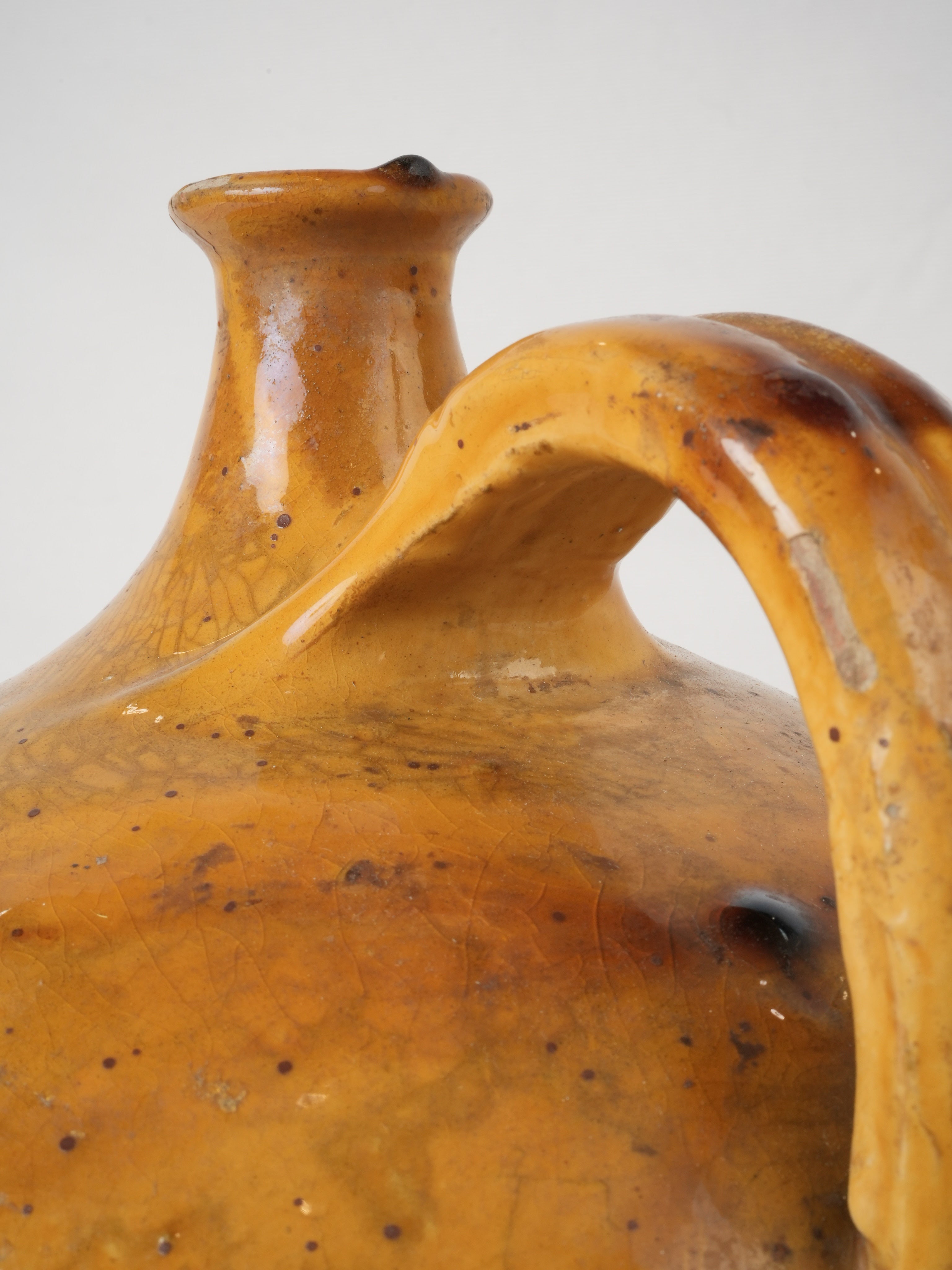 Aged French stoneware wine jug