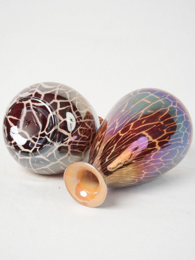 Decorative iridescent glass vases