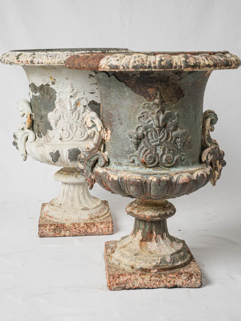 Antique French Cast Iron Medici Urns